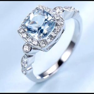🌟NEW Topaz Crystal Blue 925 Sterling Silver Ring